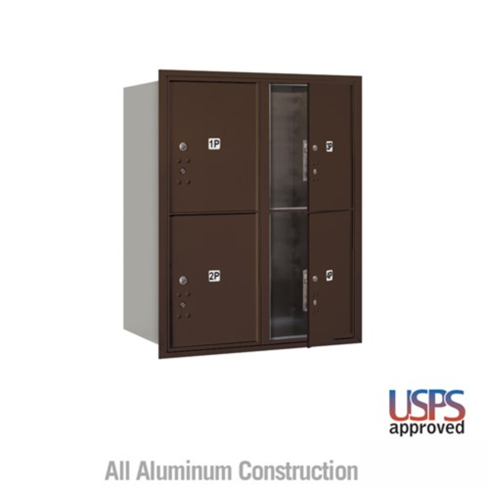 Salsbury 10 Door High Recessed Mounted 4C Horizontal Parcel Locker | 4 Parcel Lockers with USPS Access - Front Loading