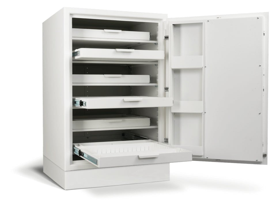 AMSEC NARCO3824 Narcotics Safe - Roll-Out Trays Interior View Open