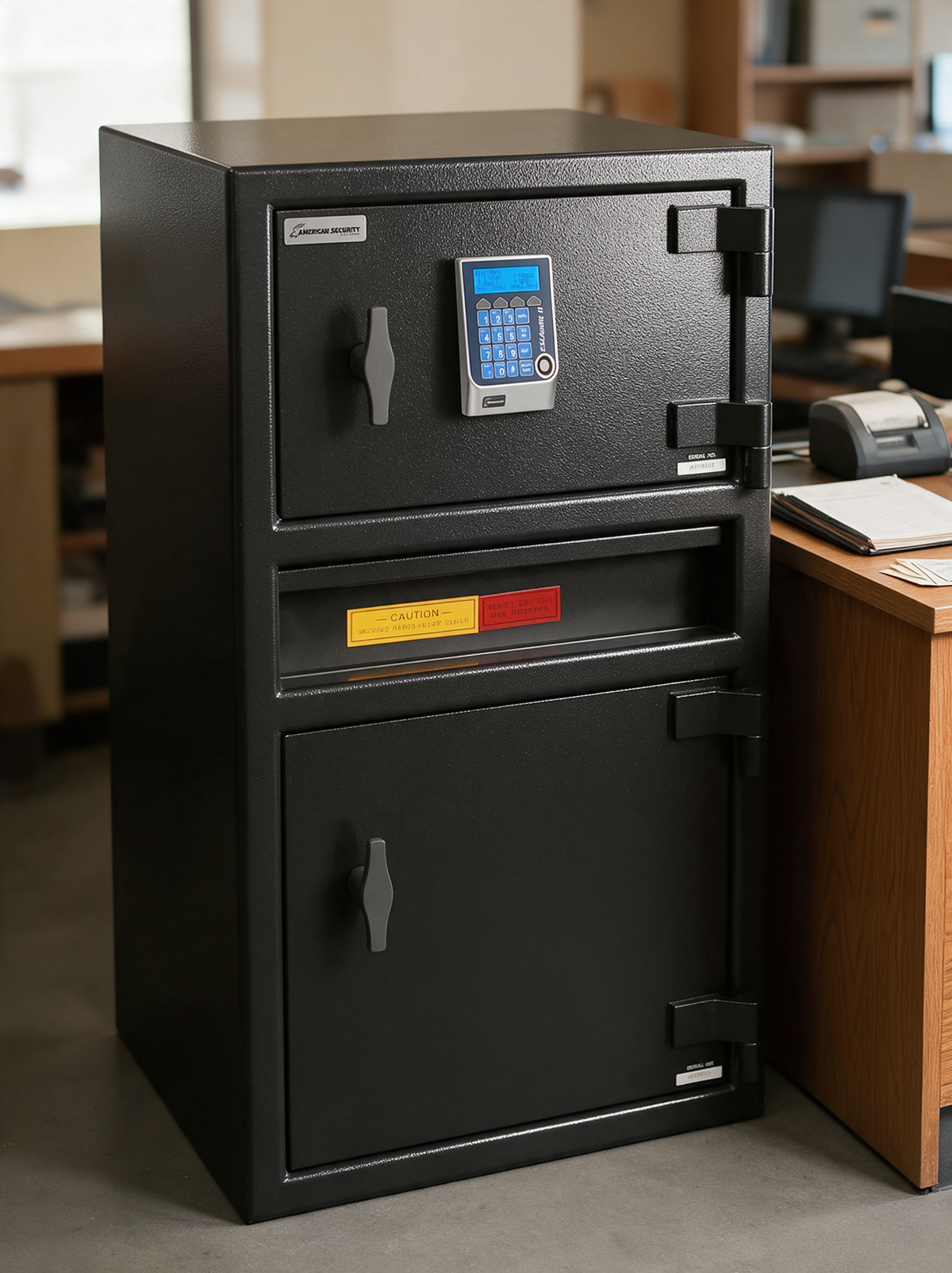 AMSEC MM2820CTR-DROP-ESLAUDIT Electronic Lock Double Door Depository Safe | B-Rated | Center Drop