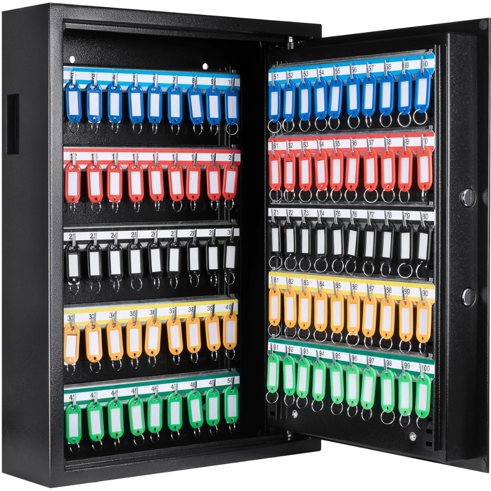 Barska AX13370 100 Key Cabinet Digital Wall Safe - Black | Keypad & Key Lock