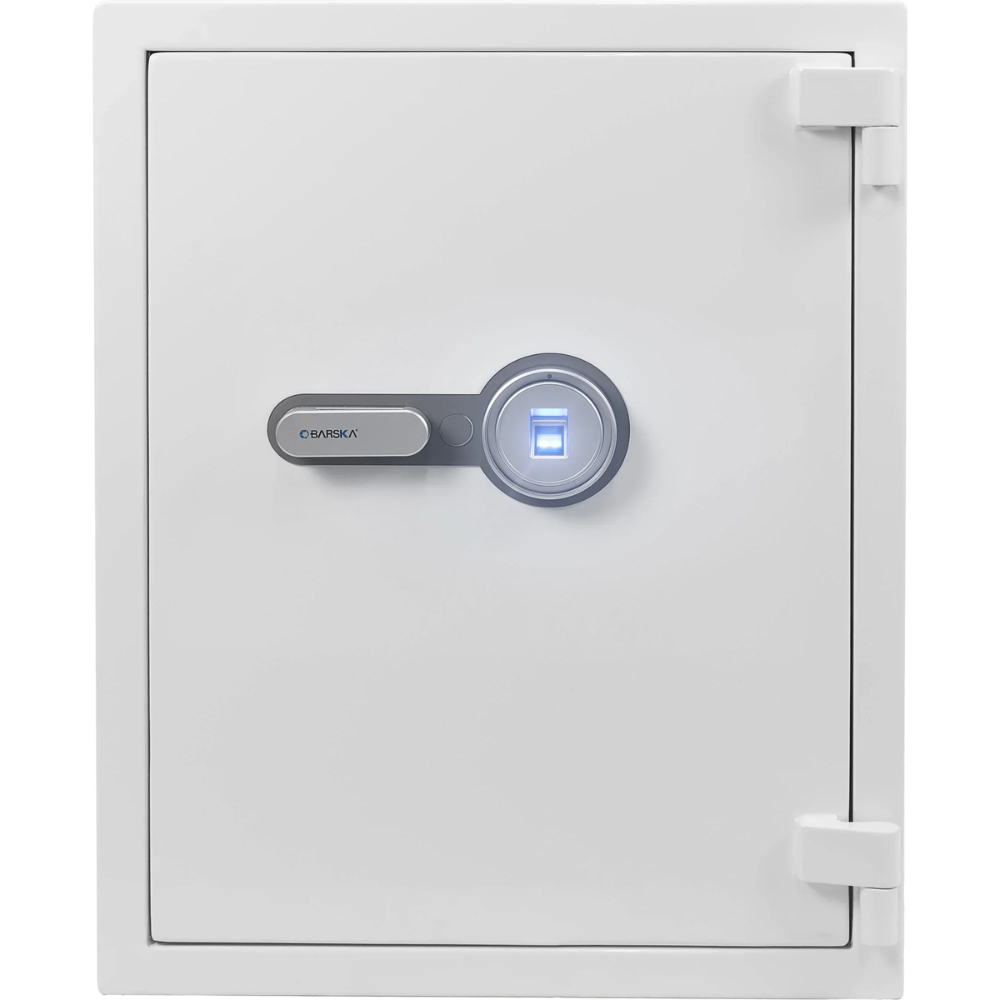 Barska AX13496 Biometric Fireproof Safe - White | Biometric & Key Lock Type | 30 Minutes Fire Rating