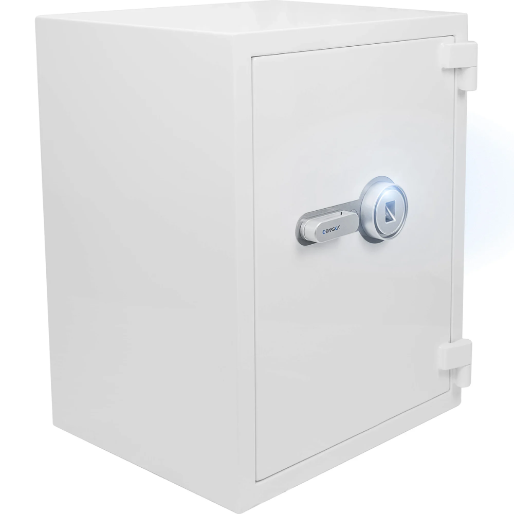 Barska AX13496 Biometric Fireproof Safe - White | Biometric & Key Lock Type | 30 Minutes Fire Rating