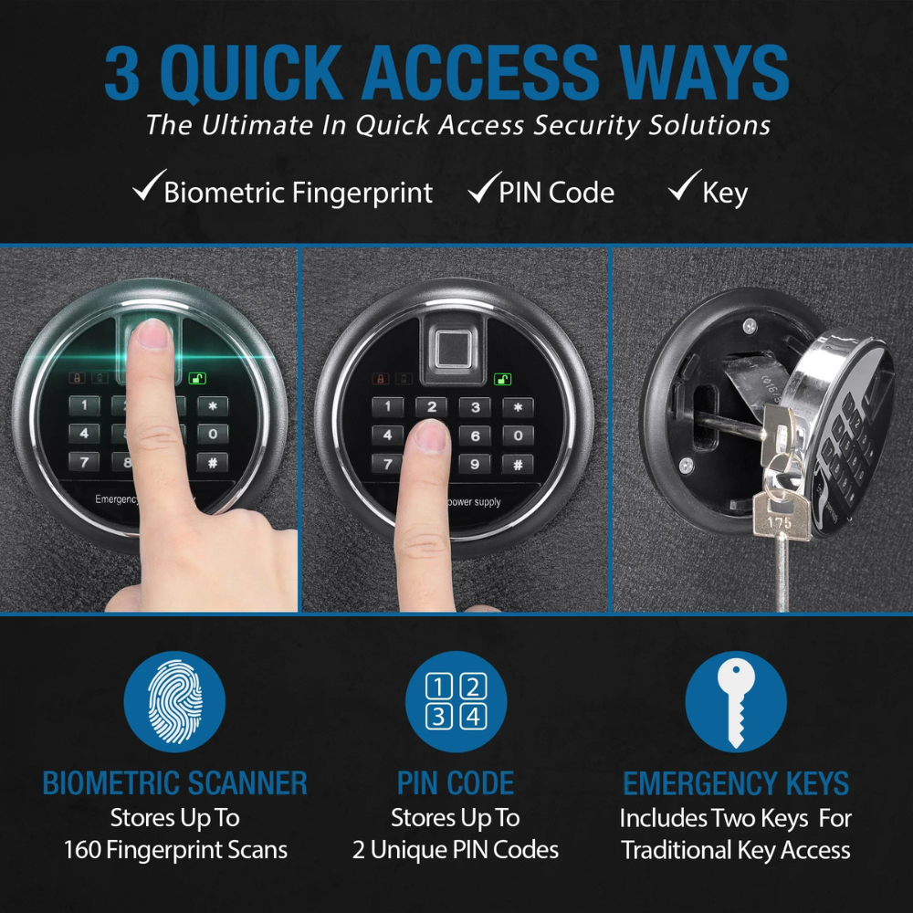Barska AX13744 Biometric Keypad Fire Resistant Safe | Biometric Keypad & Key Lock | 30 Minute Fire Rating