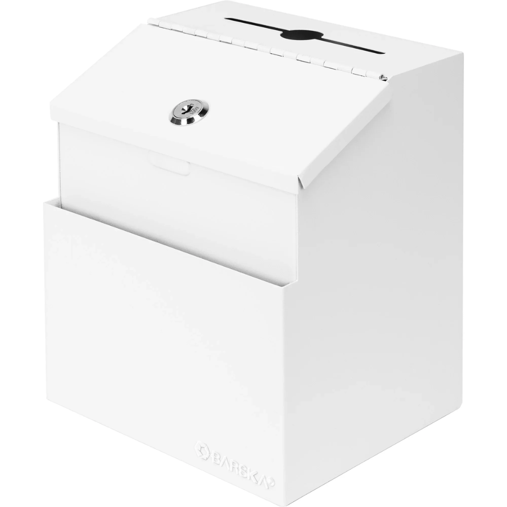 Barska CB14102 Suggestion/Ballot Box with Key Lock and Slot, White | Key Lock