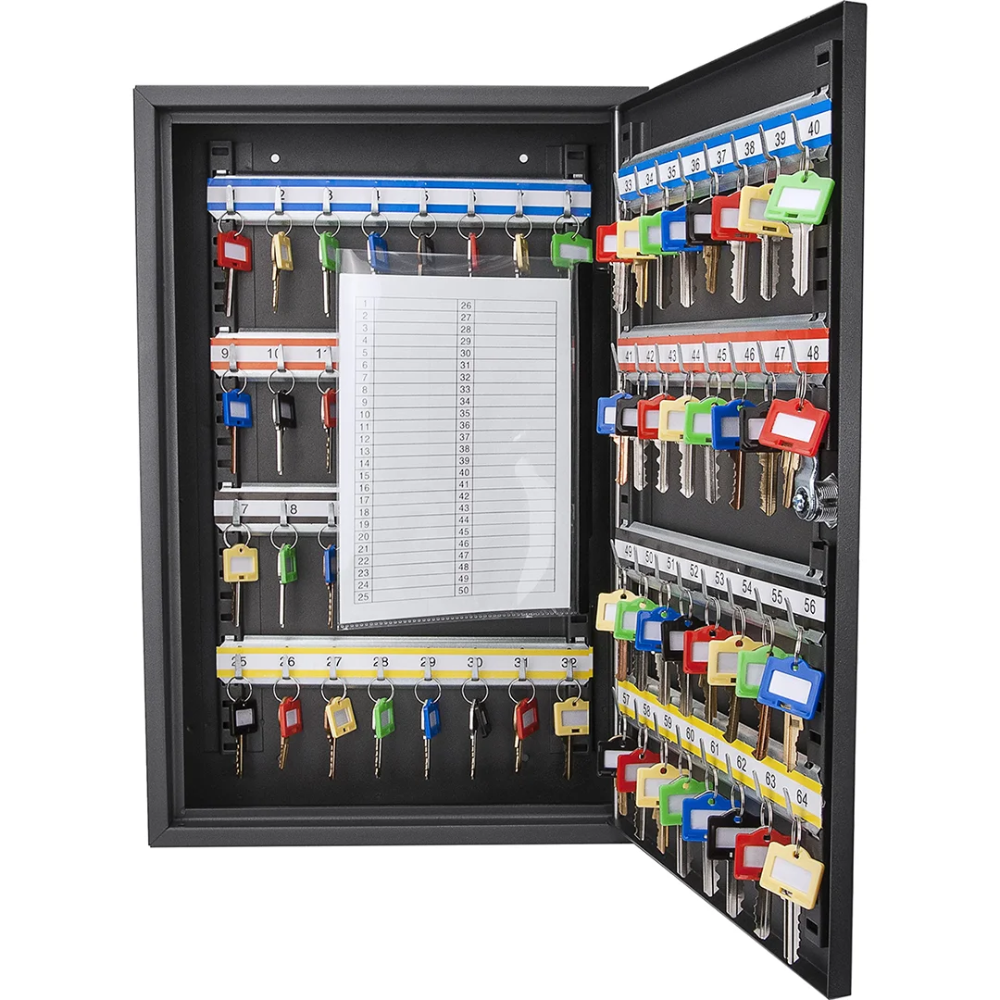 Barska Cb12486 64 Keys Adjustable Key Cabinet - Black | Key Lock