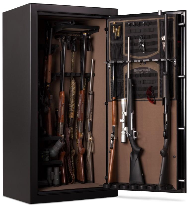 Browning SP33 Sporter 33-Gun Safe — open interior with example firearms