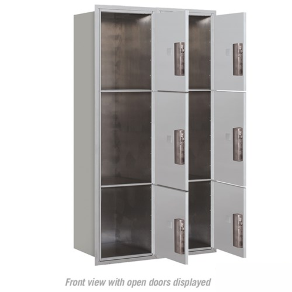 Maximum Height Recessed Mounted 4C Horizontal Parcel Locker | 6 Parcel Lockers with USPS Access - Front Loading