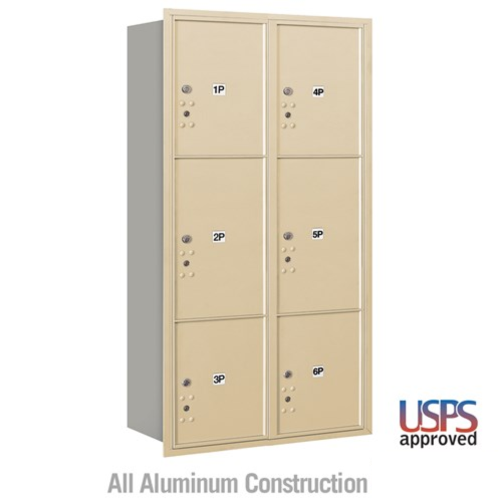Maximum Height Recessed Mounted 4C Horizontal Parcel Locker | 6 Parcel Lockers with USPS Access - Rear Loading