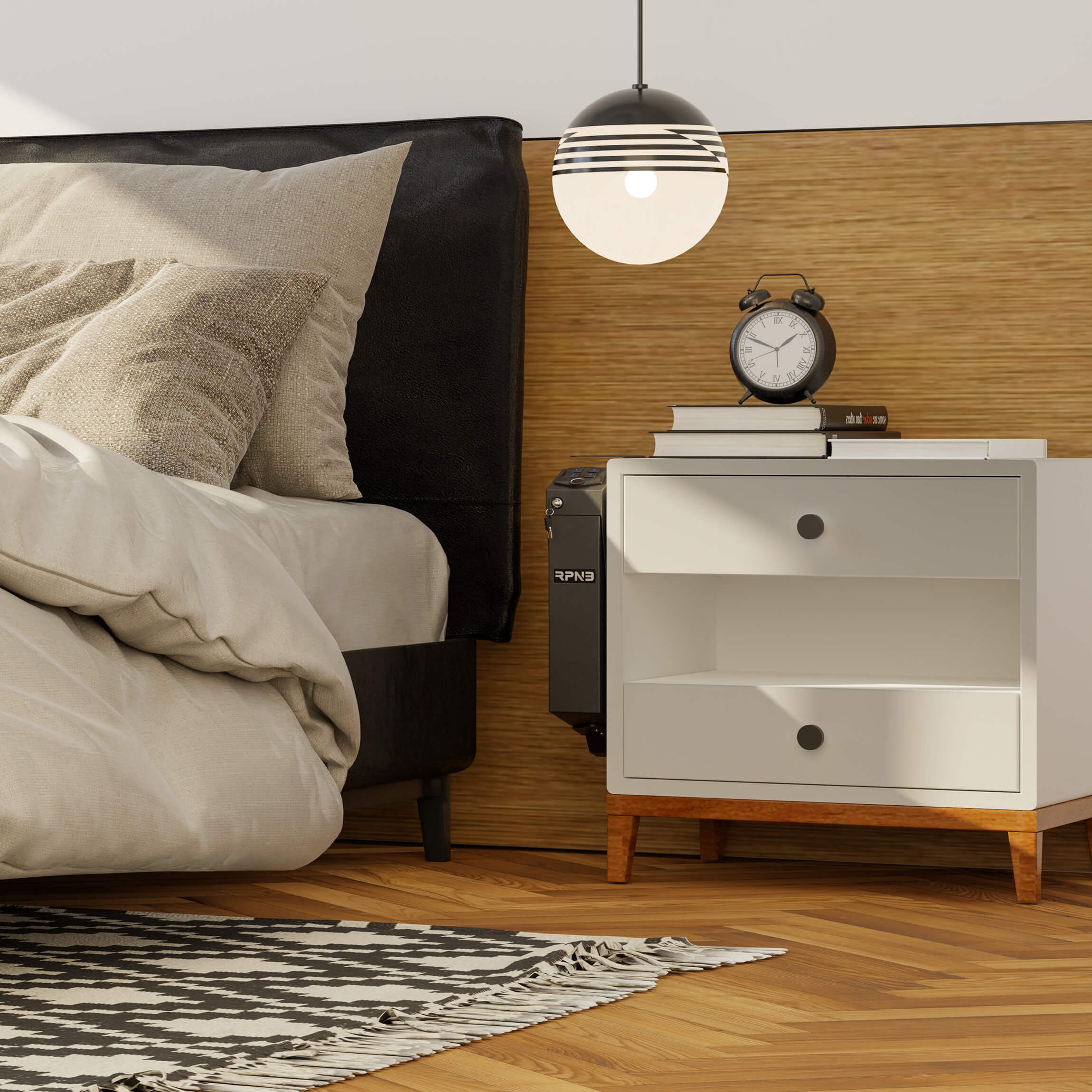 RPNB Fingerprint Handgun Safe With Quick Access Drop Down Lid, Desk Mounted Pistol Safe, RP311F