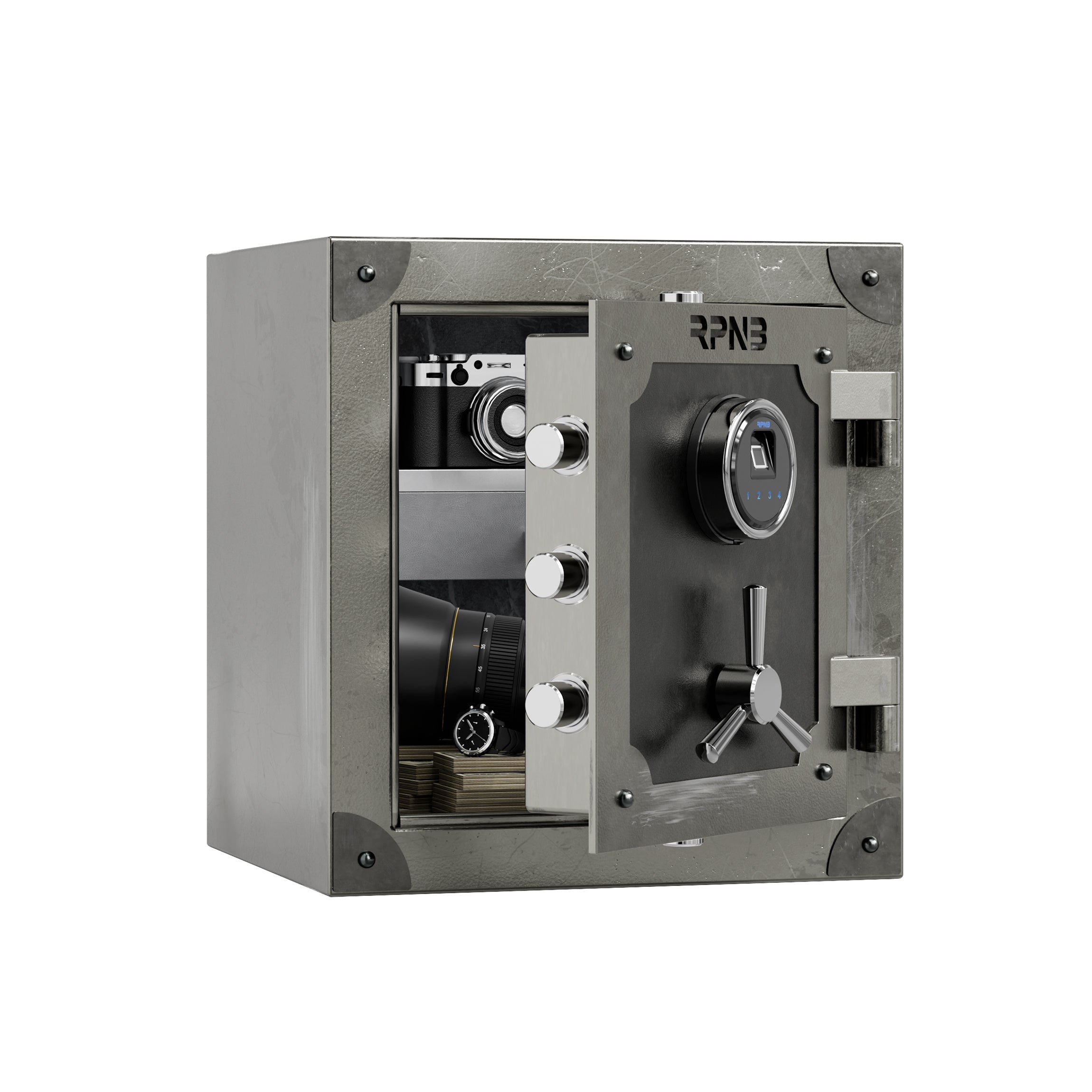 RPNB Large Home Fingerprint Retro Style Biometric Safe Box with Jewelry Drawer - RPFV45