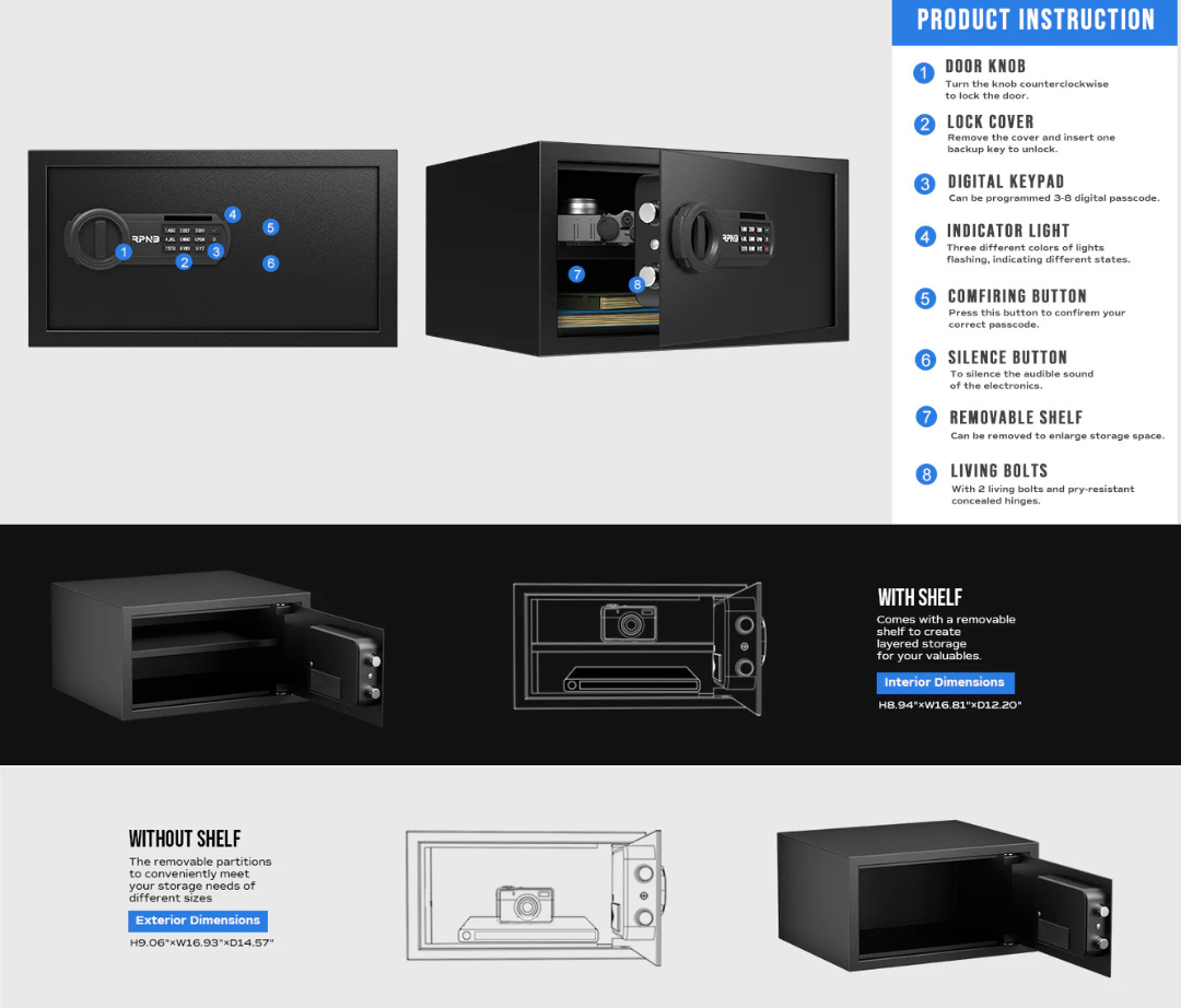 RPNB RP23ESA Steel Office & Hotel Safe With Removable Shelf