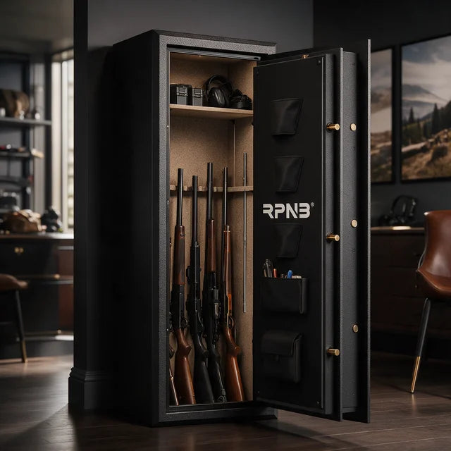 RPNB RPFS14-B 14 Gun Fireproof Biometric Digital Safe (Black)