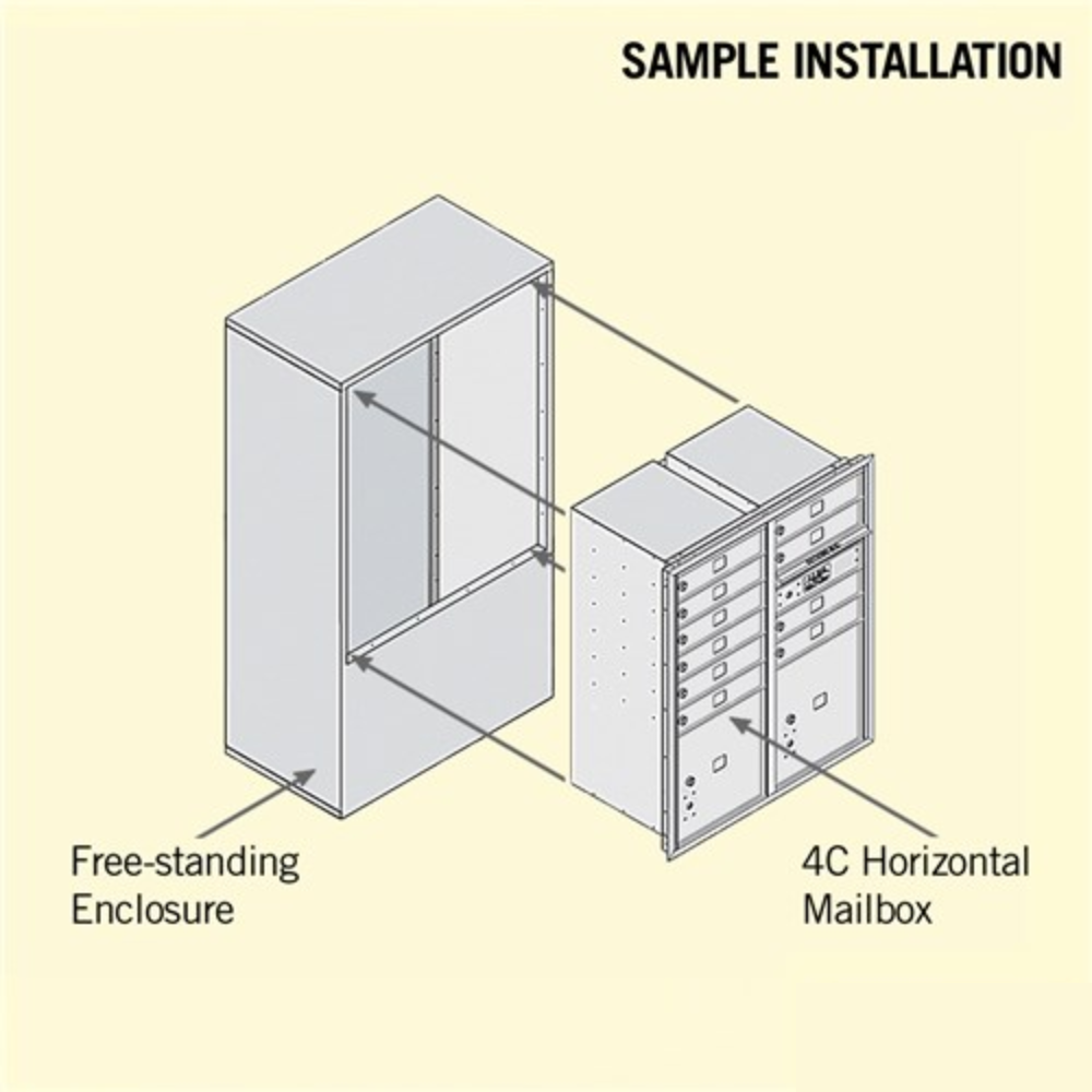 Salsbury 10 Door High Free-Standing 4C Horizontal Mailbox | 10 Doors and 2 Parcel Lockers with Private Access