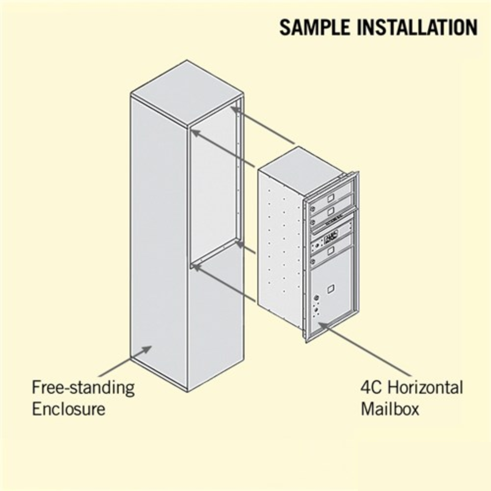 Salsbury 10 Door High Free-Standing 4C Horizontal Mailbox | 3 Doors and 1 Parcel Locker with Private Access