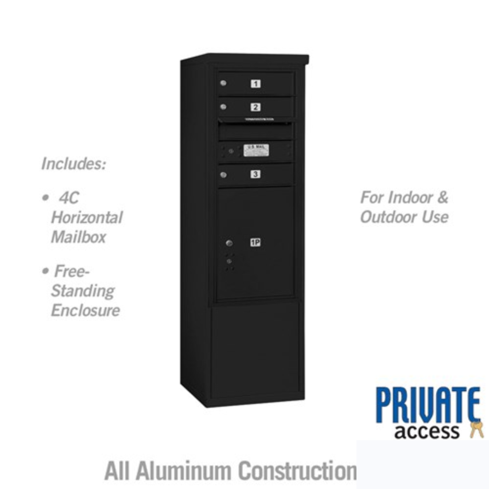 Salsbury 10 Door High Free-Standing 4C Horizontal Mailbox | 3 Doors and 1 Parcel Locker with Private Access