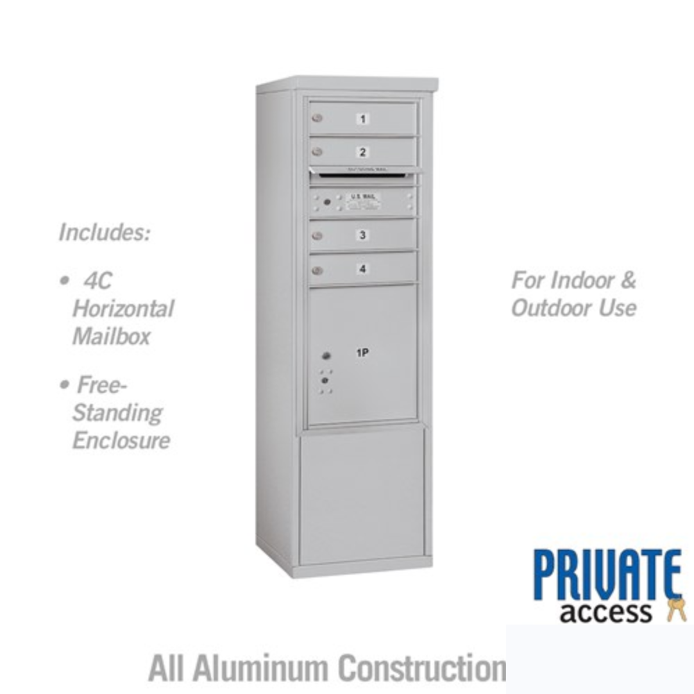 Salsbury 10 Door High Free-Standing 4C Horizontal Mailbox | 4 Doors and 1 Parcel Locker with Private Access