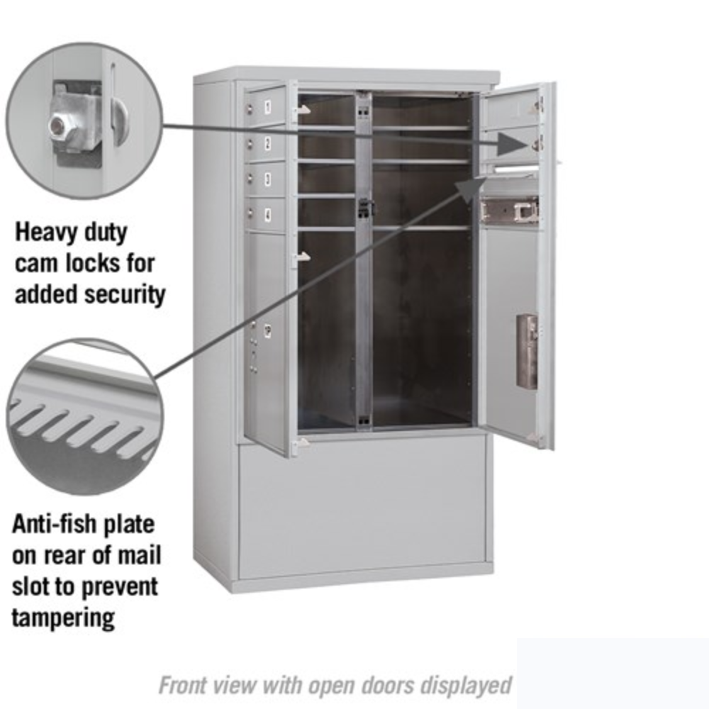 Salsbury 10 Door High Free-Standing 4C Horizontal Mailbox | 6 Doors and 2 Parcel Lockers with Private Access