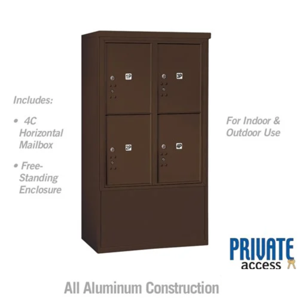 Salsbury 10 Door High Free-Standing 4C Horizontal Parcel Locker | 4 Parcel Lockers with Private Access