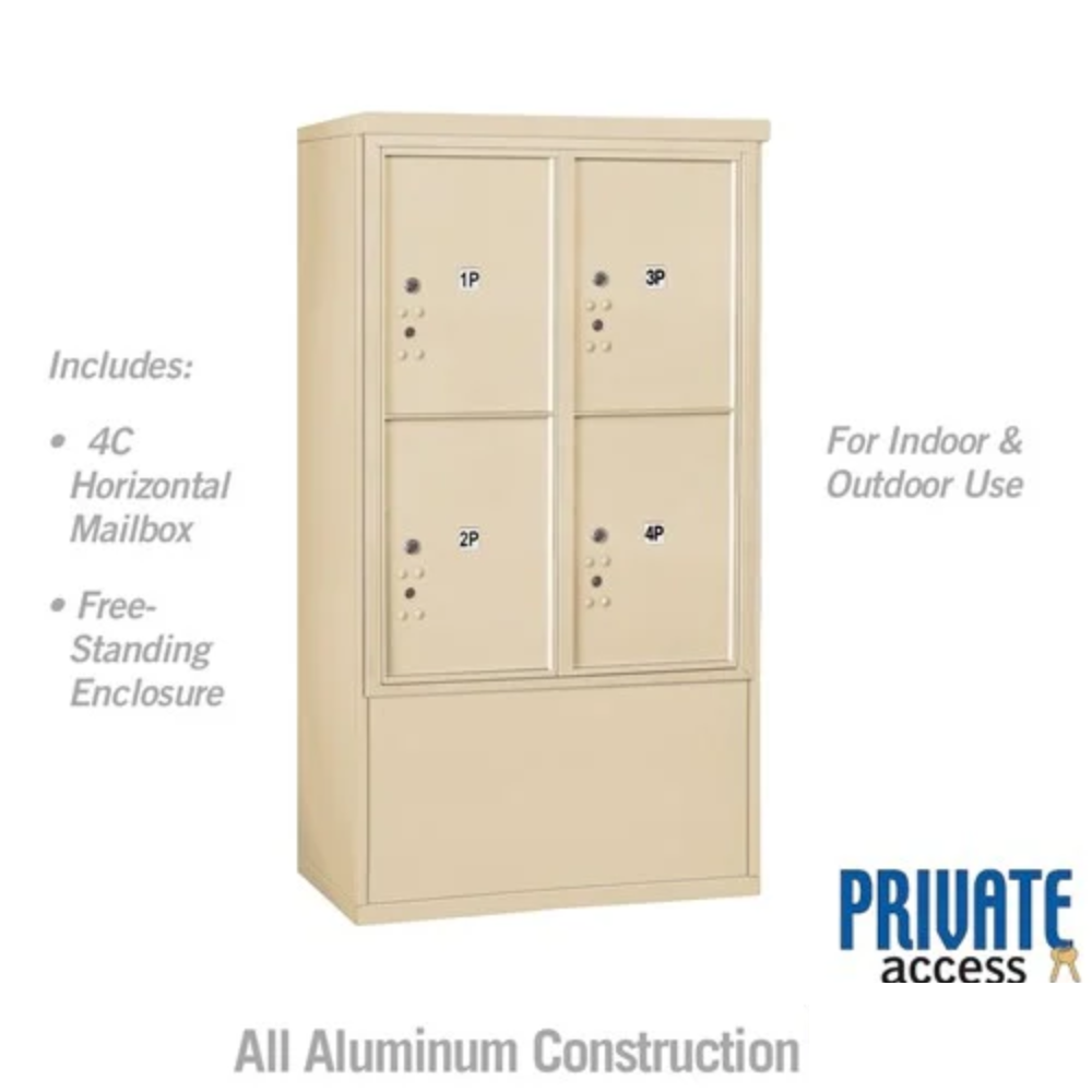 Salsbury 10 Door High Free-Standing 4C Horizontal Parcel Locker | 4 Parcel Lockers with Private Access
