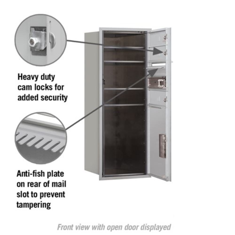 Salsbury 10 Door High Recessed Mounted 4C Horizontal Mailbox | 3 Doors and 1 Parcel Locker with USPS Access - Front Loading