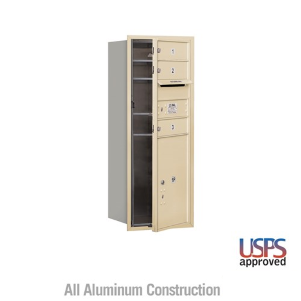 Salsbury 10 Door High Recessed Mounted 4C Horizontal Mailbox | 3 Doors and 1 Parcel Locker with USPS Access - Front Loading