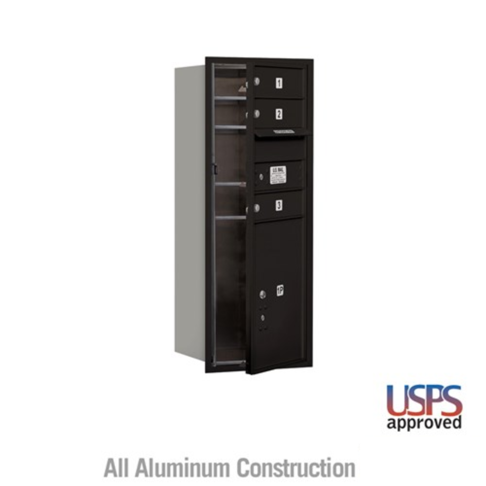 Salsbury 10 Door High Recessed Mounted 4C Horizontal Mailbox | 3 Doors and 1 Parcel Locker with USPS Access - Front Loading