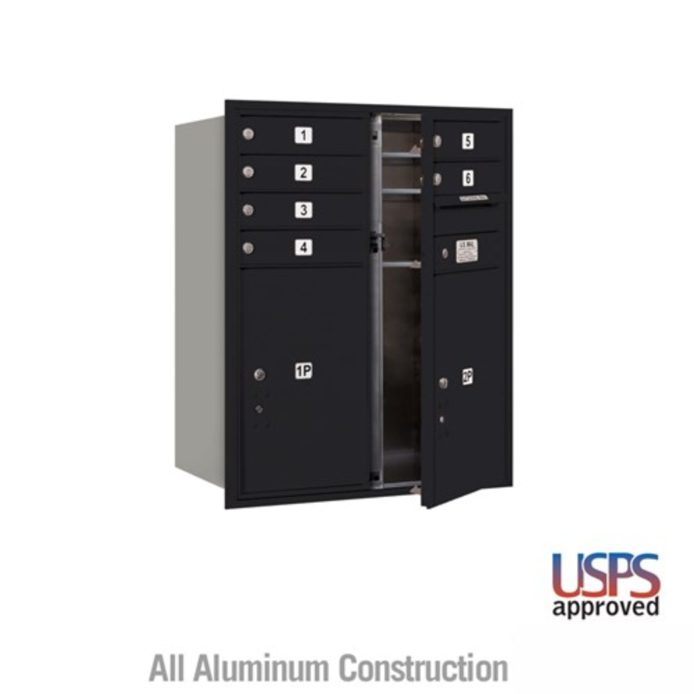 Salsbury 10 Door High Recessed Mounted 4C Horizontal Mailbox | 6 Doors and 2 Parcel Lockers with USPS Access - Front Loading