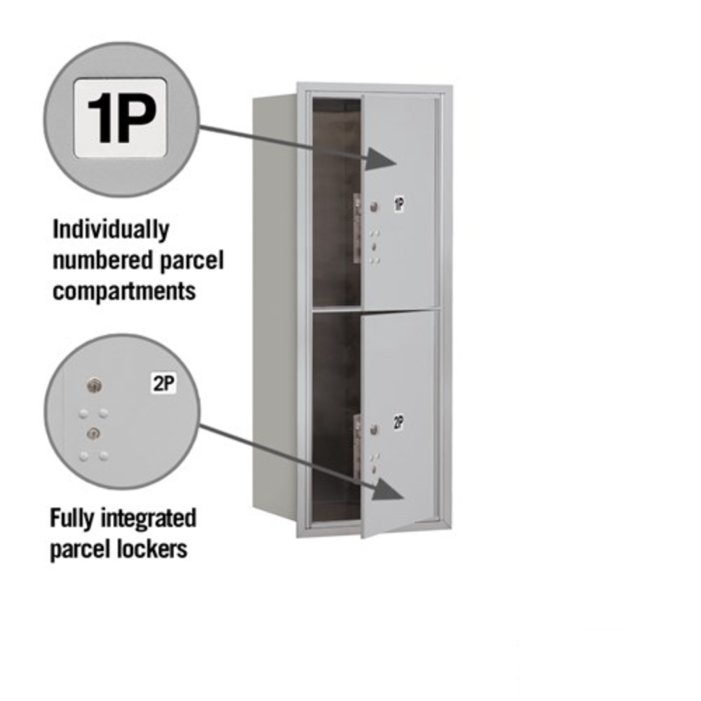 Salsbury 10 Door High Recessed Mounted 4C Horizontal Parcel Locker | 2 Parcel Lockers with USPS Access - Front Loading