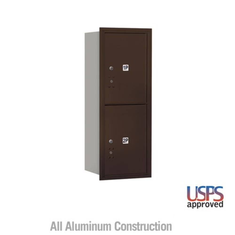 Salsbury 10 Door High Recessed Mounted 4C Horizontal Parcel Locker | 2 Parcel Lockers with USPS Access - Rear Loading