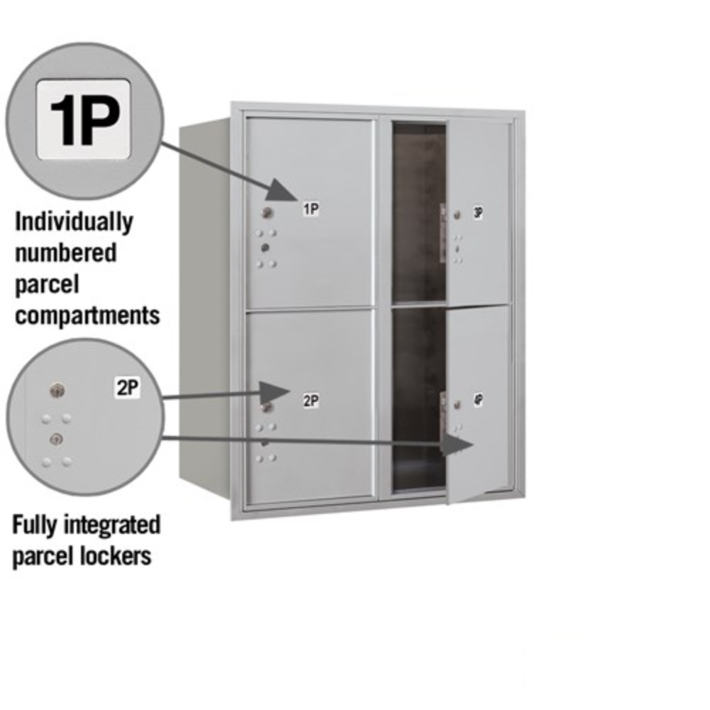Salsbury 10 Door High Recessed Mounted 4C Horizontal Parcel Locker | 4 Parcel Lockers with USPS Access - Front Loading