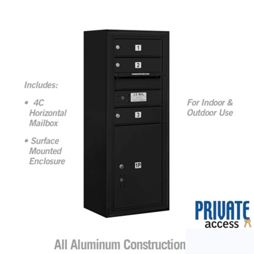 Salsbury 10 Door High Surface Mounted 4C Horizontal Mailbox | 3 Doors and 1 Parcel Locker with Private Access