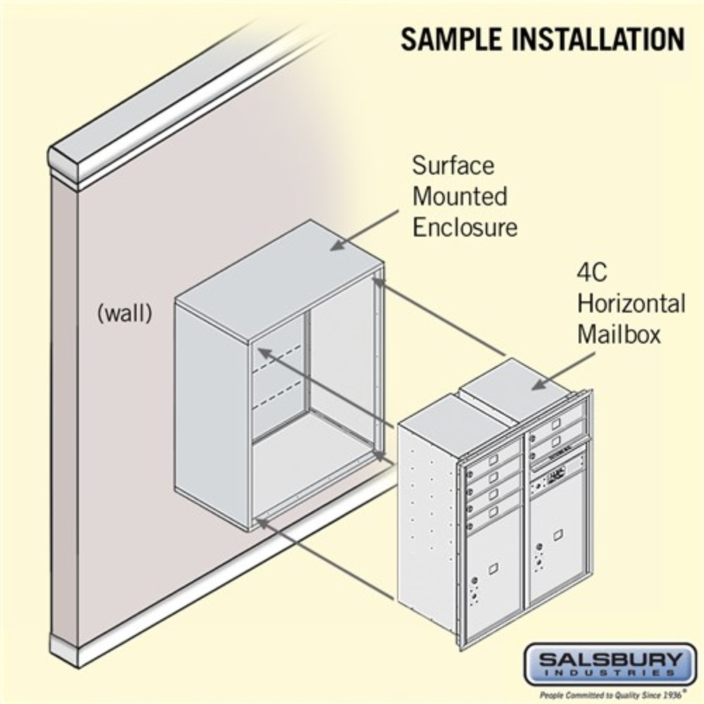 Salsbury 10 Door High Surface Mounted 4C Horizontal Mailbox | 6 Doors and 2 Parcel Lockers with Private Access