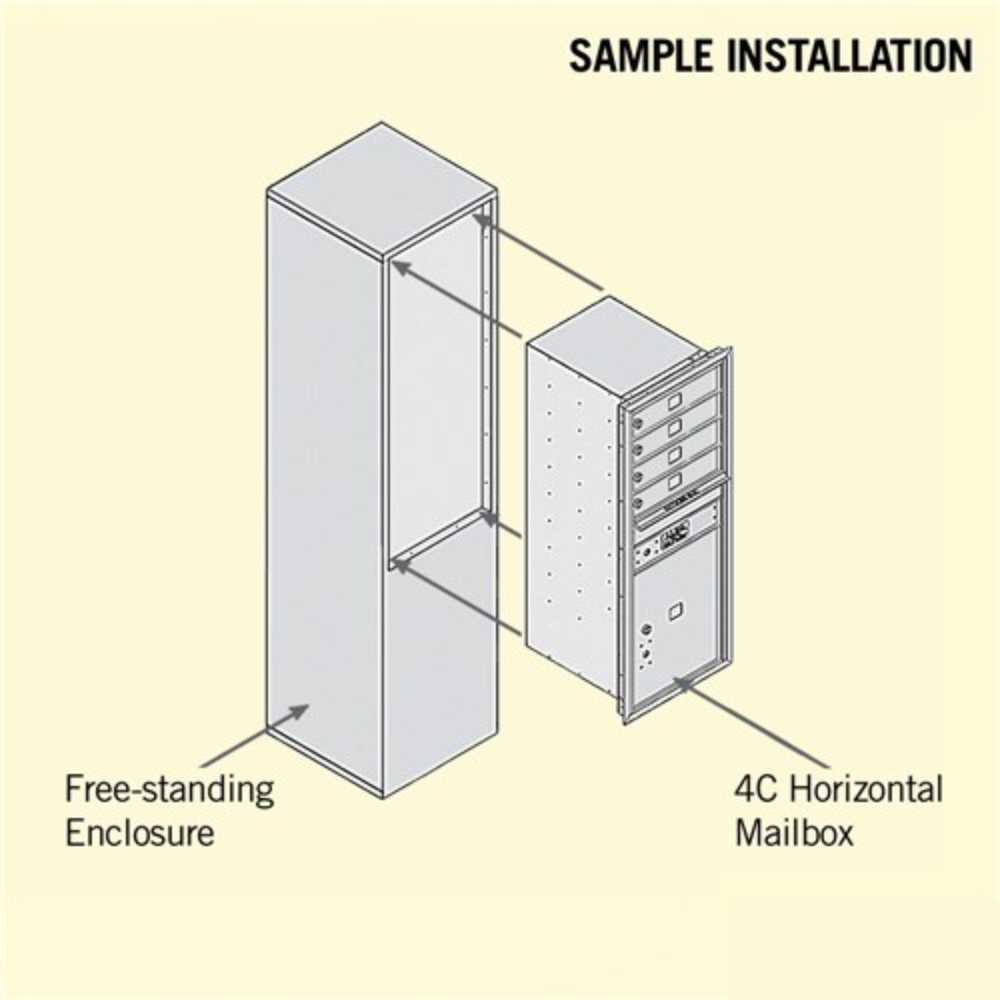 Salsbury 11 Door High Free-Standing 4C Horizontal Mailbox | 4 Doors and 1 Parcel Locker with Private Access