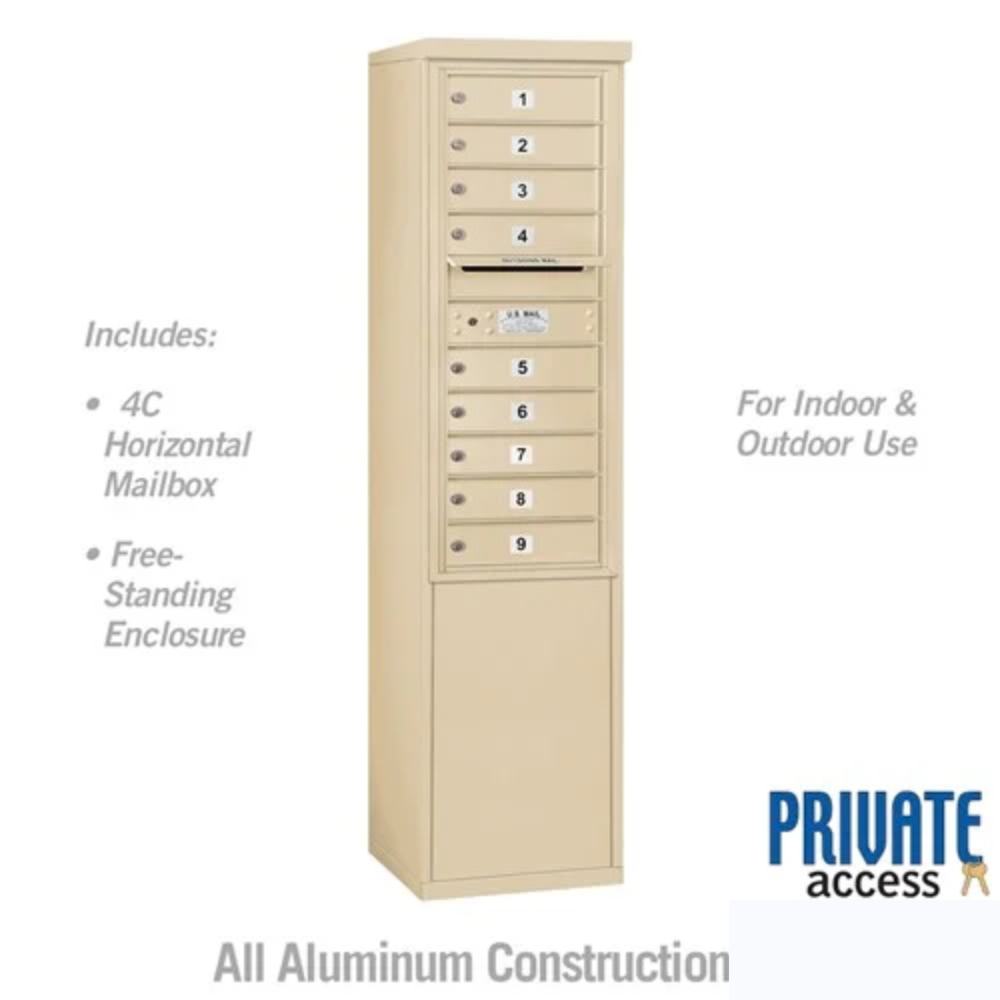 Salsbury 11 Door High Free-Standing 4C Horizontal Mailbox | 9 Doors with Private Access