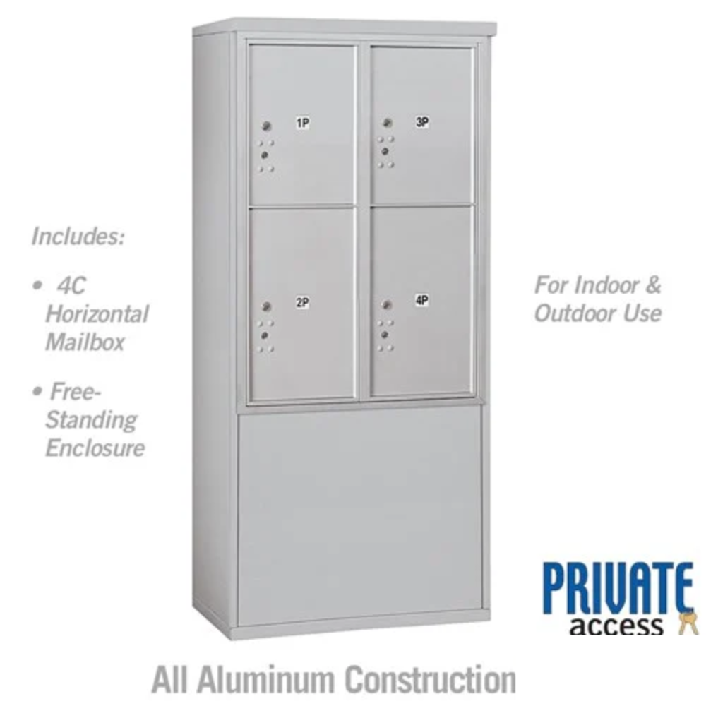 Salsbury 11 Door High Free-Standing 4C Horizontal Parcel Locker | 4 Parcel Lockers with Private Access