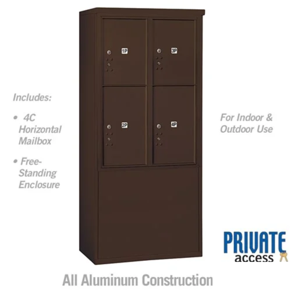 Salsbury 11 Door High Free-Standing 4C Horizontal Parcel Locker | 4 Parcel Lockers with Private Access