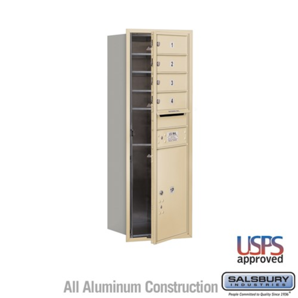 Salsbury 11 Door High Recessed Mounted 4C Horizontal Mailbox | 4 Doors and 1 Parcel Locker with USPS Access - Front Loading
