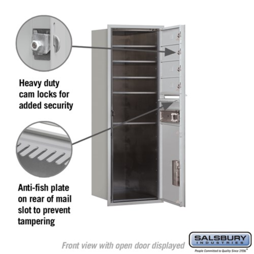 Salsbury 11 Door High Recessed Mounted 4C Horizontal Mailbox | 4 Doors and 1 Parcel Locker with USPS Access - Front Loading