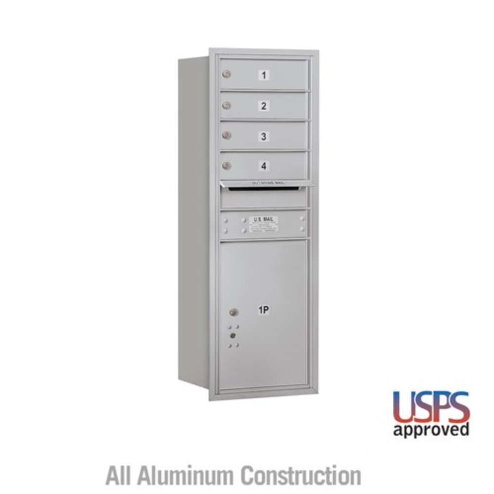 Salsbury 11 Door High Recessed Mounted 4C Horizontal Mailbox | 4 Doors and 1 Parcel Locker with USPS Access - Rear Loading