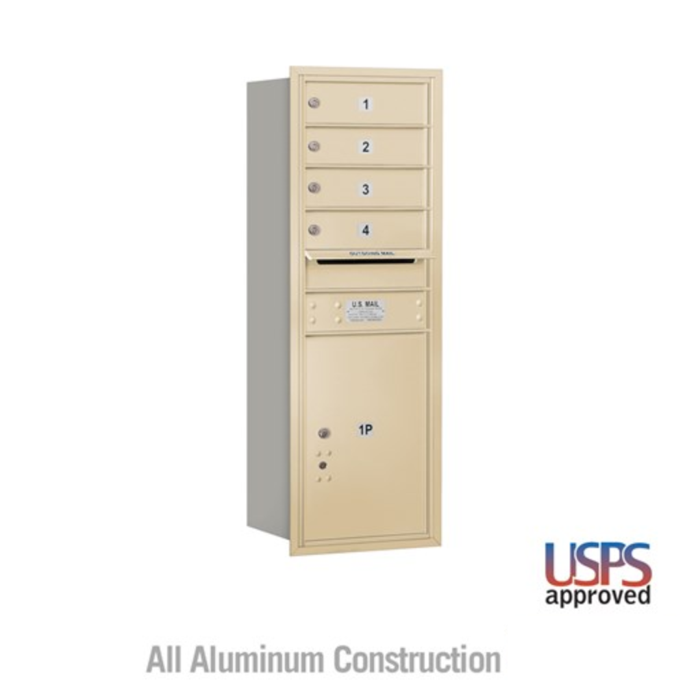 Salsbury 11 Door High Recessed Mounted 4C Horizontal Mailbox | 4 Doors and 1 Parcel Locker with USPS Access - Rear Loading