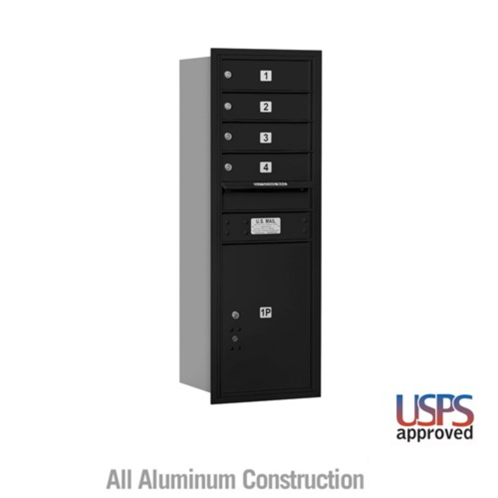 Salsbury 11 Door High Recessed Mounted 4C Horizontal Mailbox | 4 Doors and 1 Parcel Locker with USPS Access - Rear Loading