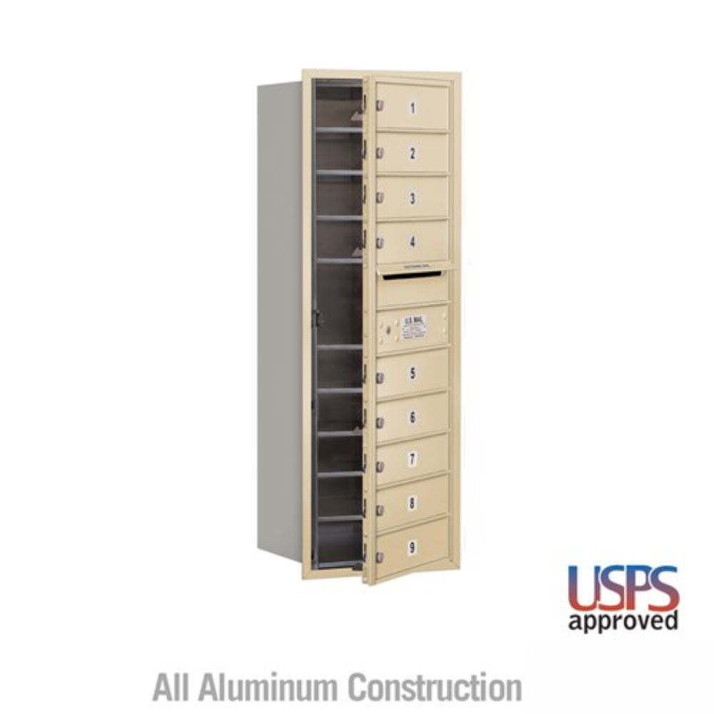 Salsbury 11 Door High Recessed Mounted 4C Horizontal Mailbox | 9 Doors with USPS Access - Front Loading