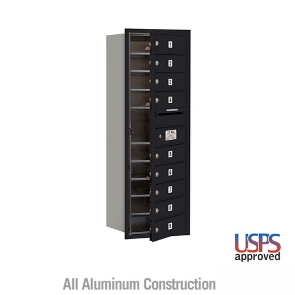 Salsbury 11 Door High Recessed Mounted 4C Horizontal Mailbox | 9 Doors with USPS Access - Front Loading
