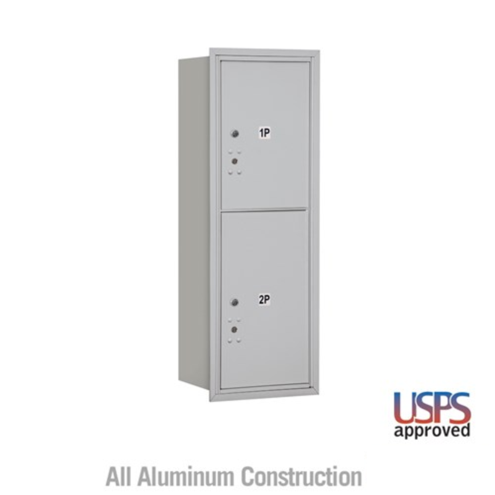 Salsbury 11 Door High Recessed Mounted 4C Horizontal Parcel Locker | 2 Parcel Lockers with USPS Access - Rear Loading