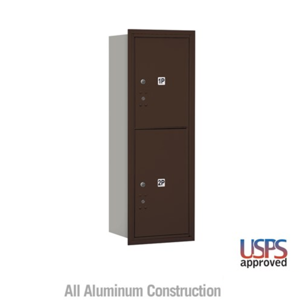 Salsbury 11 Door High Recessed Mounted 4C Horizontal Parcel Locker | 2 Parcel Lockers with USPS Access - Rear Loading