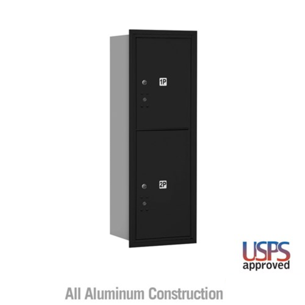 Salsbury 11 Door High Recessed Mounted 4C Horizontal Parcel Locker | 2 Parcel Lockers with USPS Access - Rear Loading
