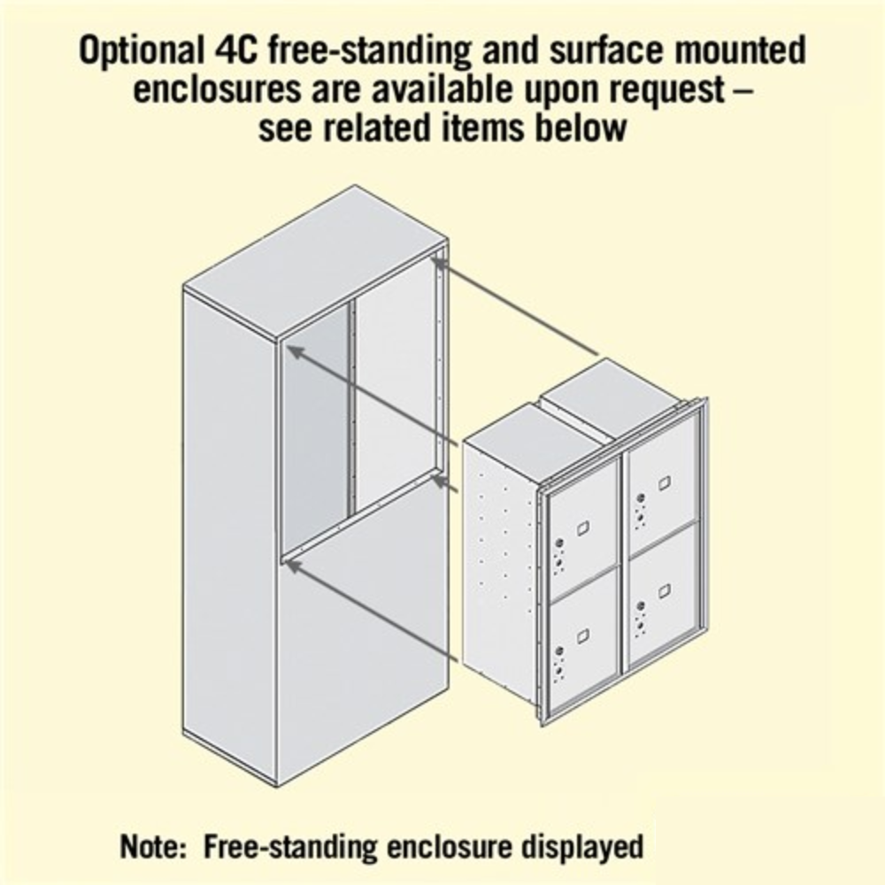 Salsbury 11 Door High Recessed Mounted 4C Horizontal Parcel Locker | 4 Parcel Lockers with USPS Access - Front Loading