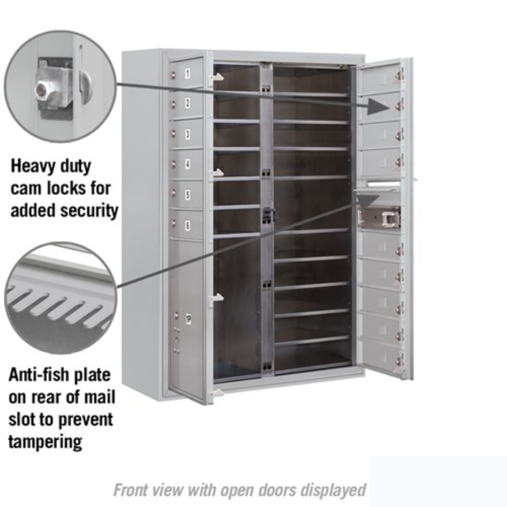 Salsbury 11 Door High Surface Mounted 4C Horizontal Mailbox | 15 Doors and 1 Parcel Locker with Private Access