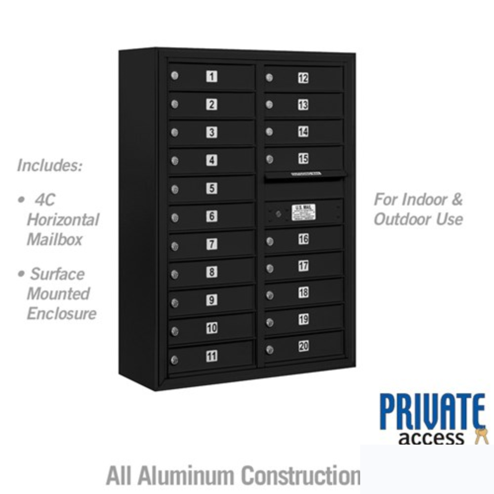 Salsbury 11 Door High Surface Mounted 4C Horizontal Mailbox | 20 Doors with Private Access