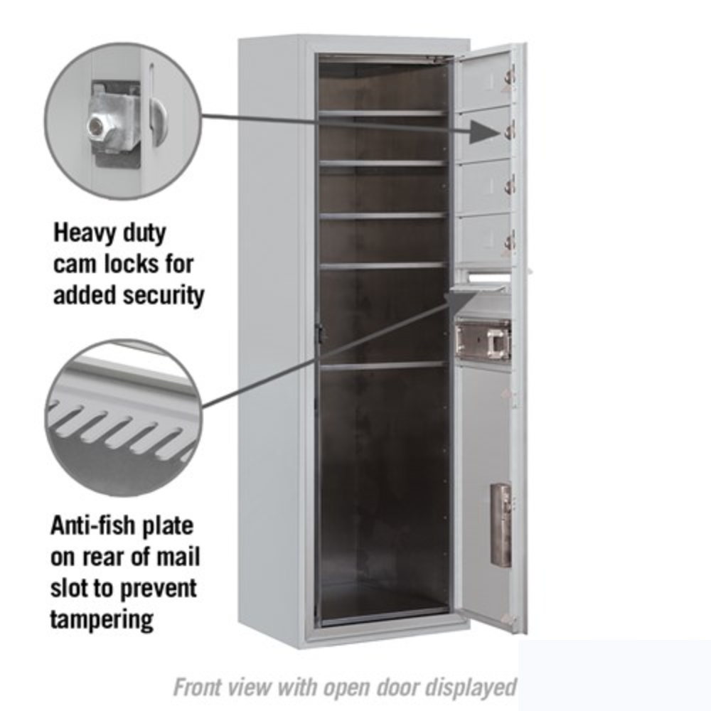Salsbury 11 Door High Surface Mounted 4C Horizontal Mailbox | 4 Doors and 1 Parcel Locker with Private Access